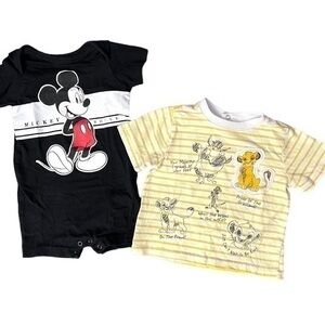 Disney Baby Bundle - Lion King tee and Mickey Mouse romper - 3-6 months, Unisex